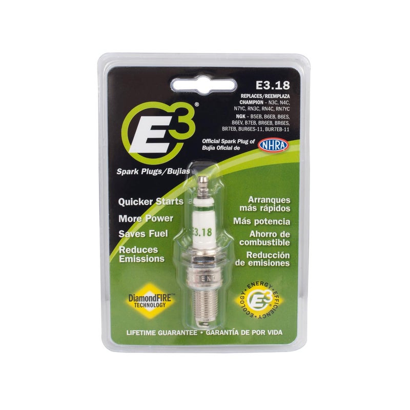 E3 Spark Plugs E3.18 Premium Lawn and Garden Spark Plug with DiamondFIRE Technology, 14mm, 0.750-inch Reach, Gasket Seat, Pack of 1 - Image 1